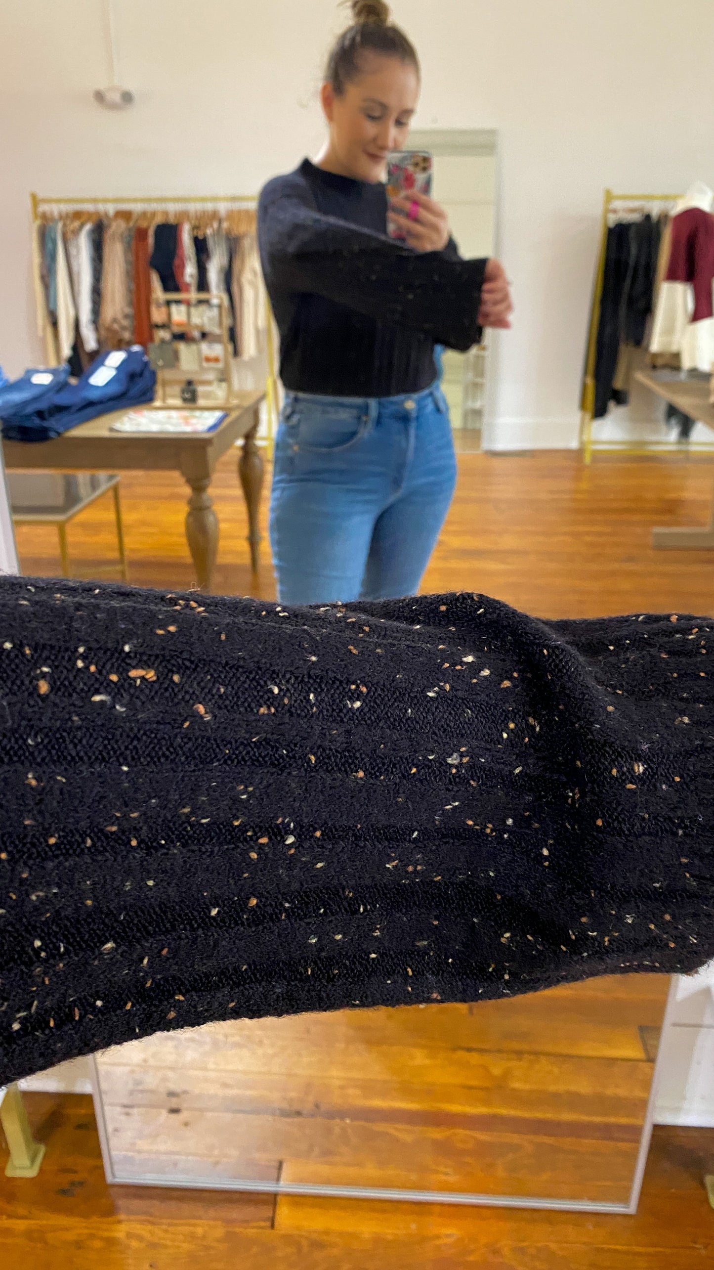 Mock Neck Speckled Sweater