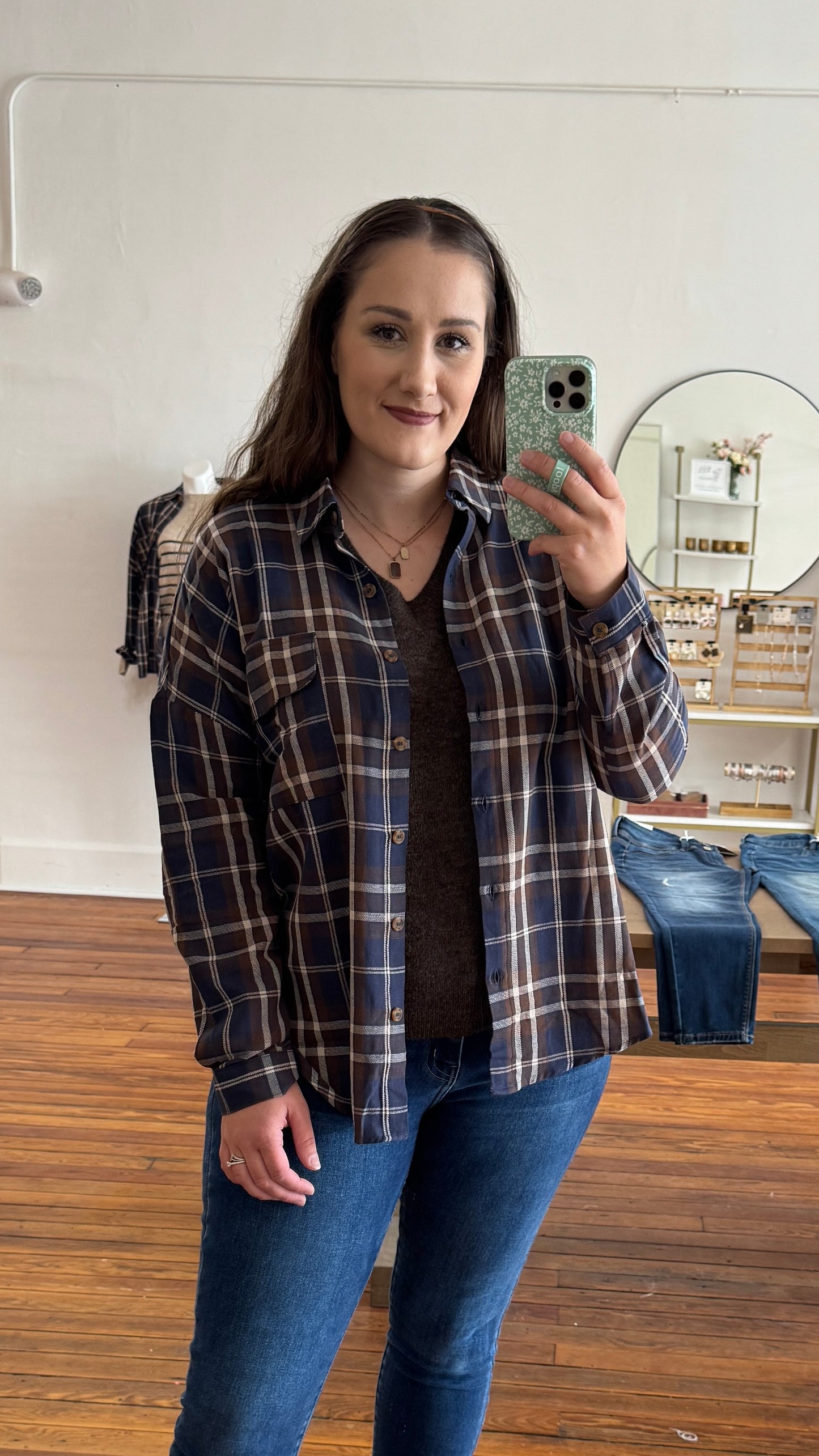 Plaid Button Down: Navy