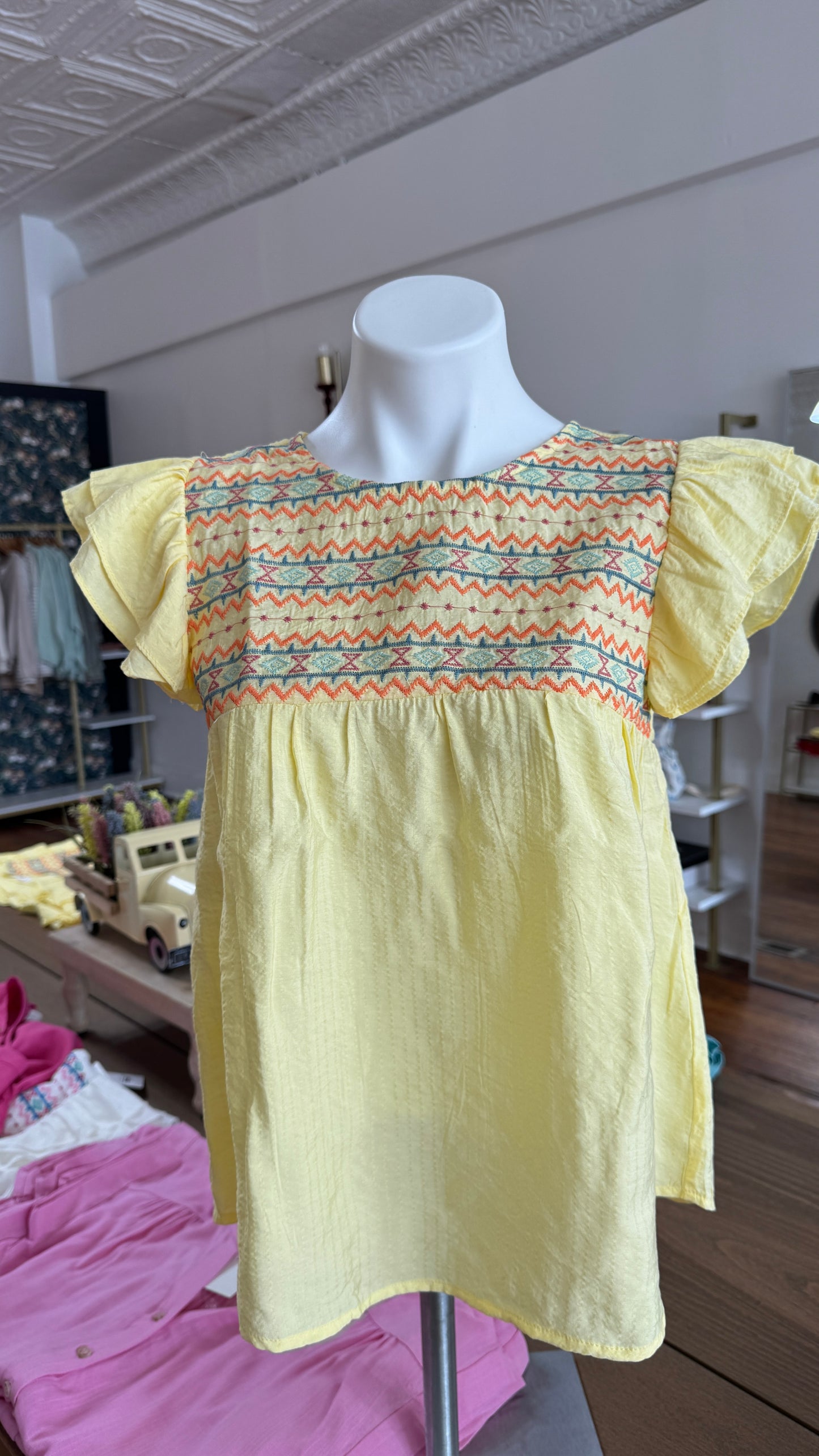 Embroidered Top-Yellow