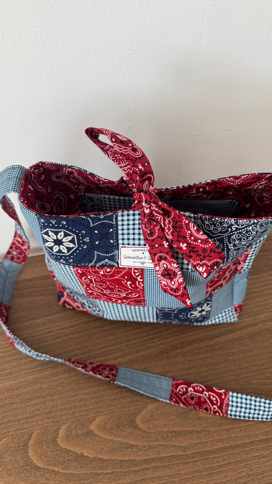Handmade By Samantha Crossbody: Patriotic Patchwork (A)