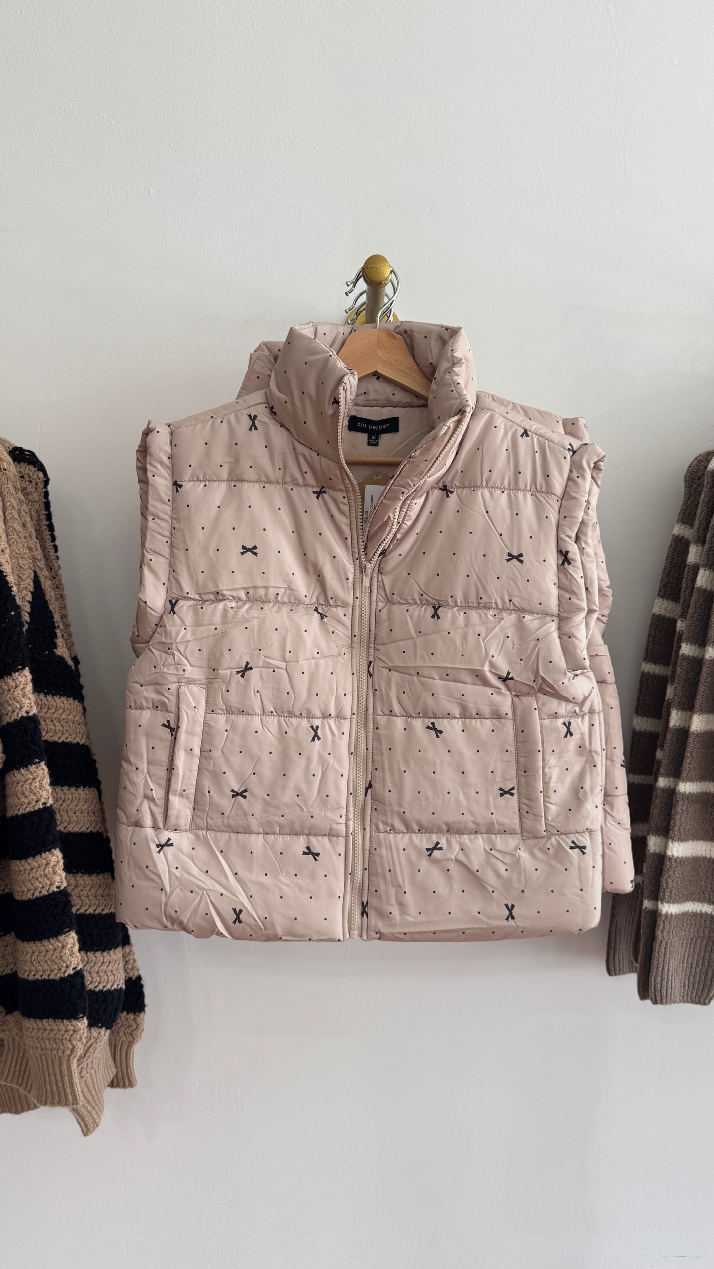 Polka Dot and Bow Puffer Vest