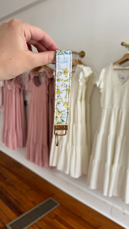 Floral Patchwork Wristlet Smooth Gold Clasp- Handmade