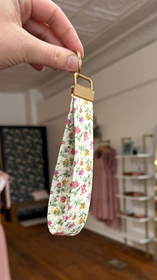 Vintage Floral Wristlet Smooth Gold Clasp- Handmade