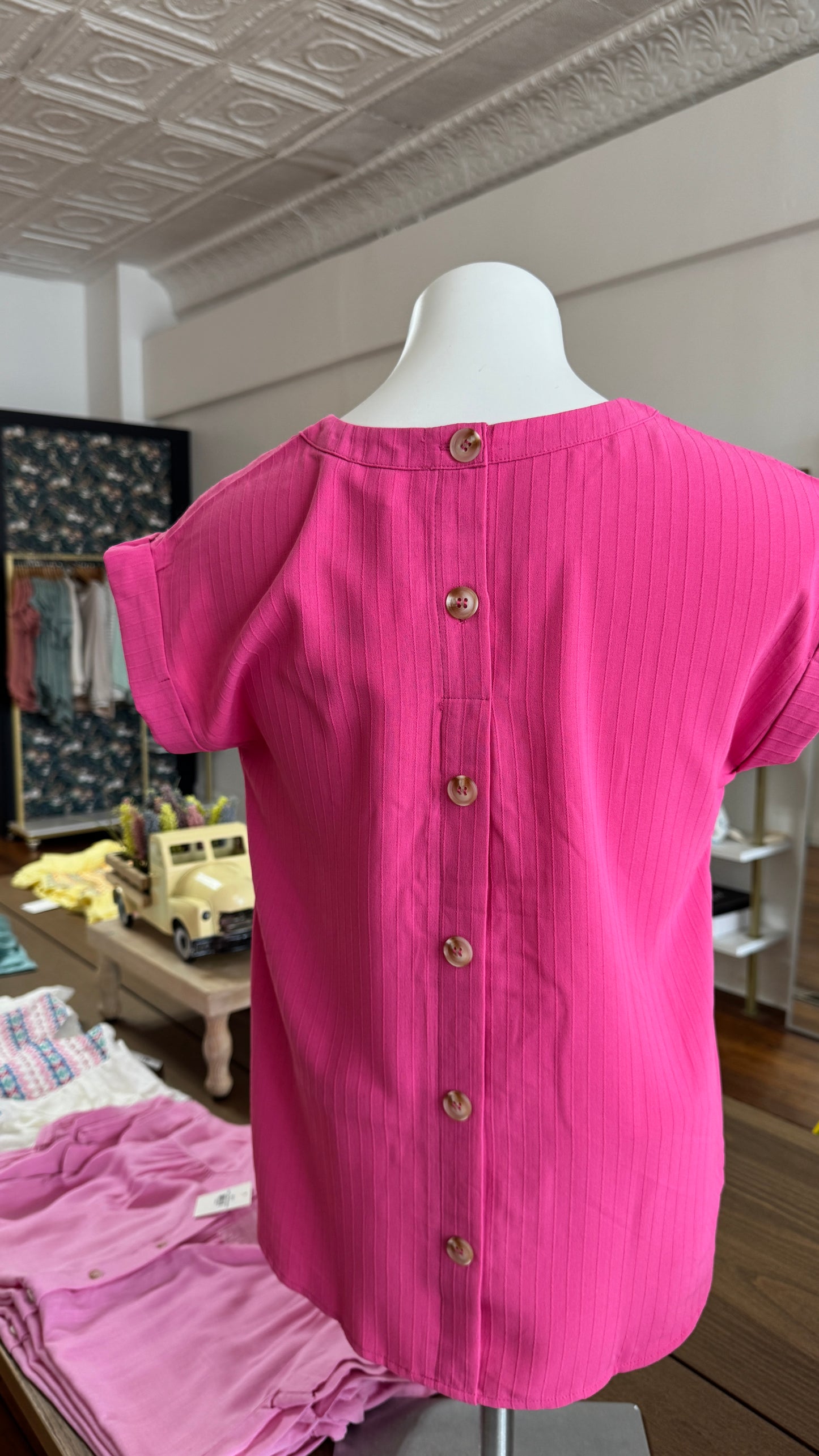 Lace Detail Top- Fuchsia