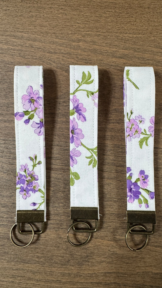 Lavender Flowers Wristlet Aged Gold Clasp- Handmade