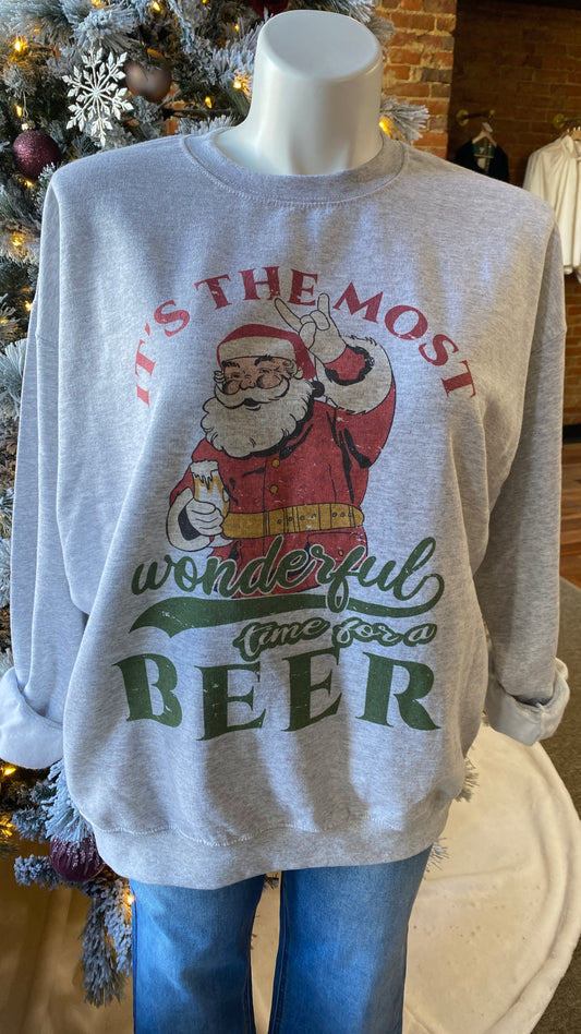 Most Wonderful Time For A Beer Crewneck: Ash Grey