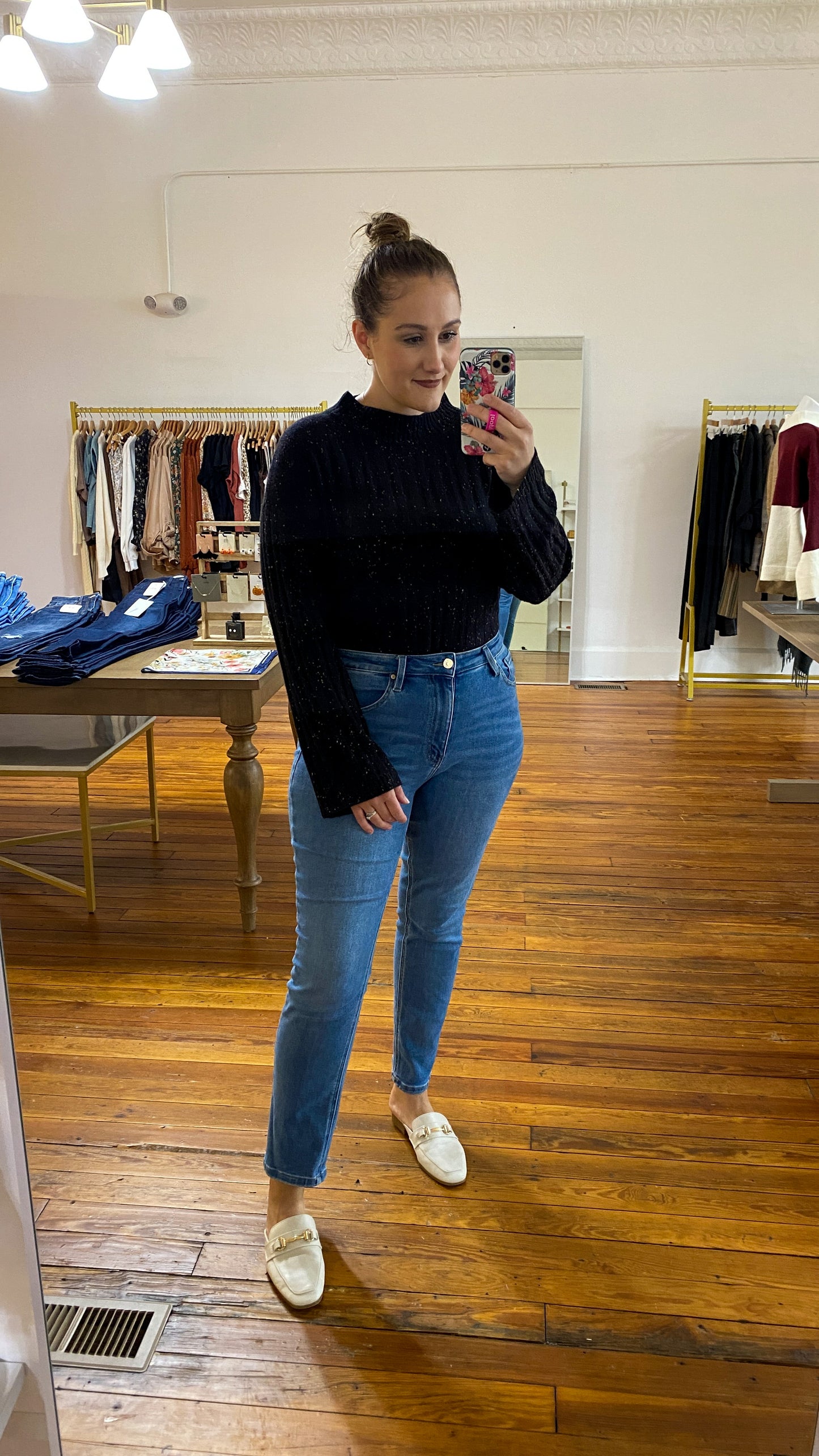 Mock Neck Speckled Sweater