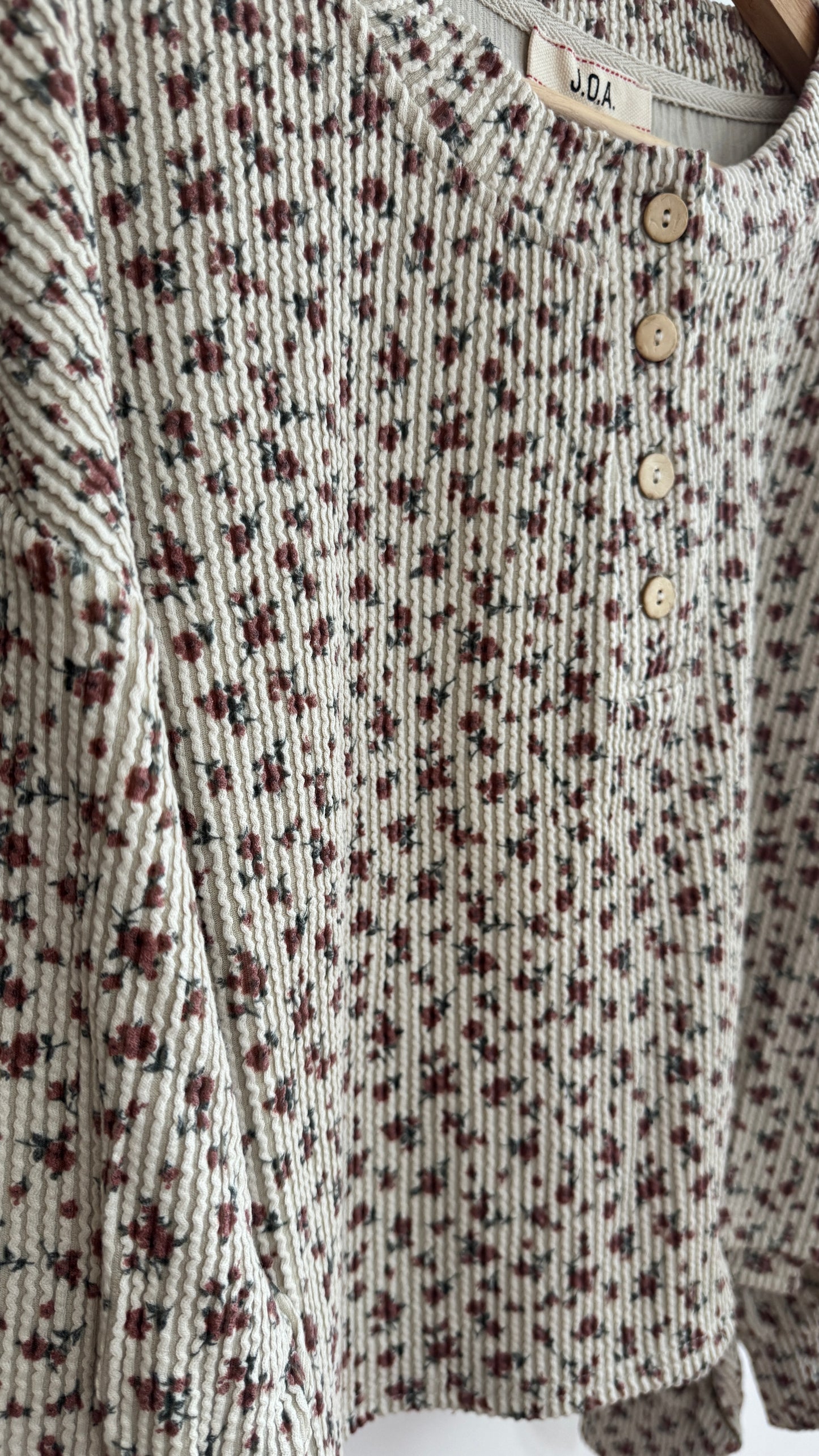 Floral Henley - Cropped Boxy Fit
