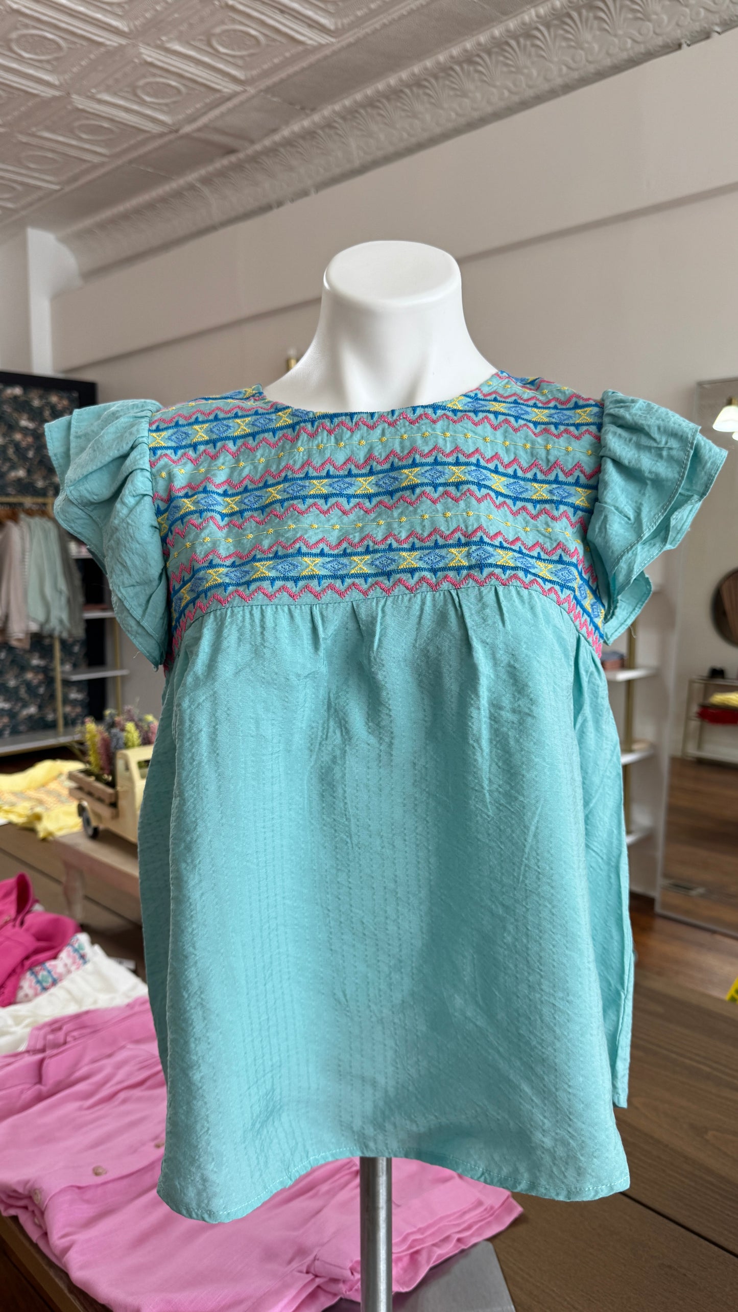 Embroidered Top-Jade