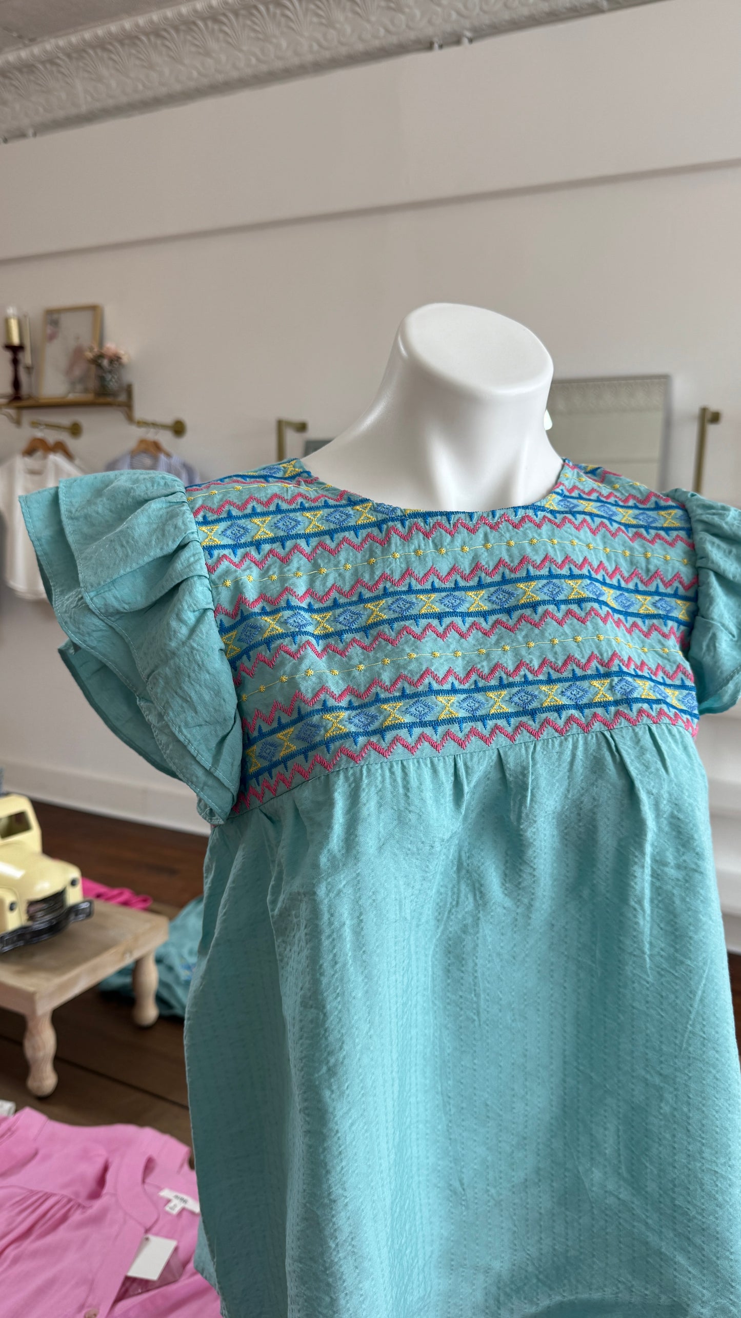 Embroidered Top-Jade