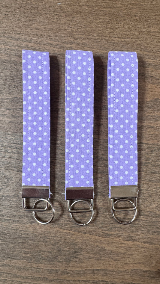 Purple Polka Dot Wristlet Silver Clasp- Handmade