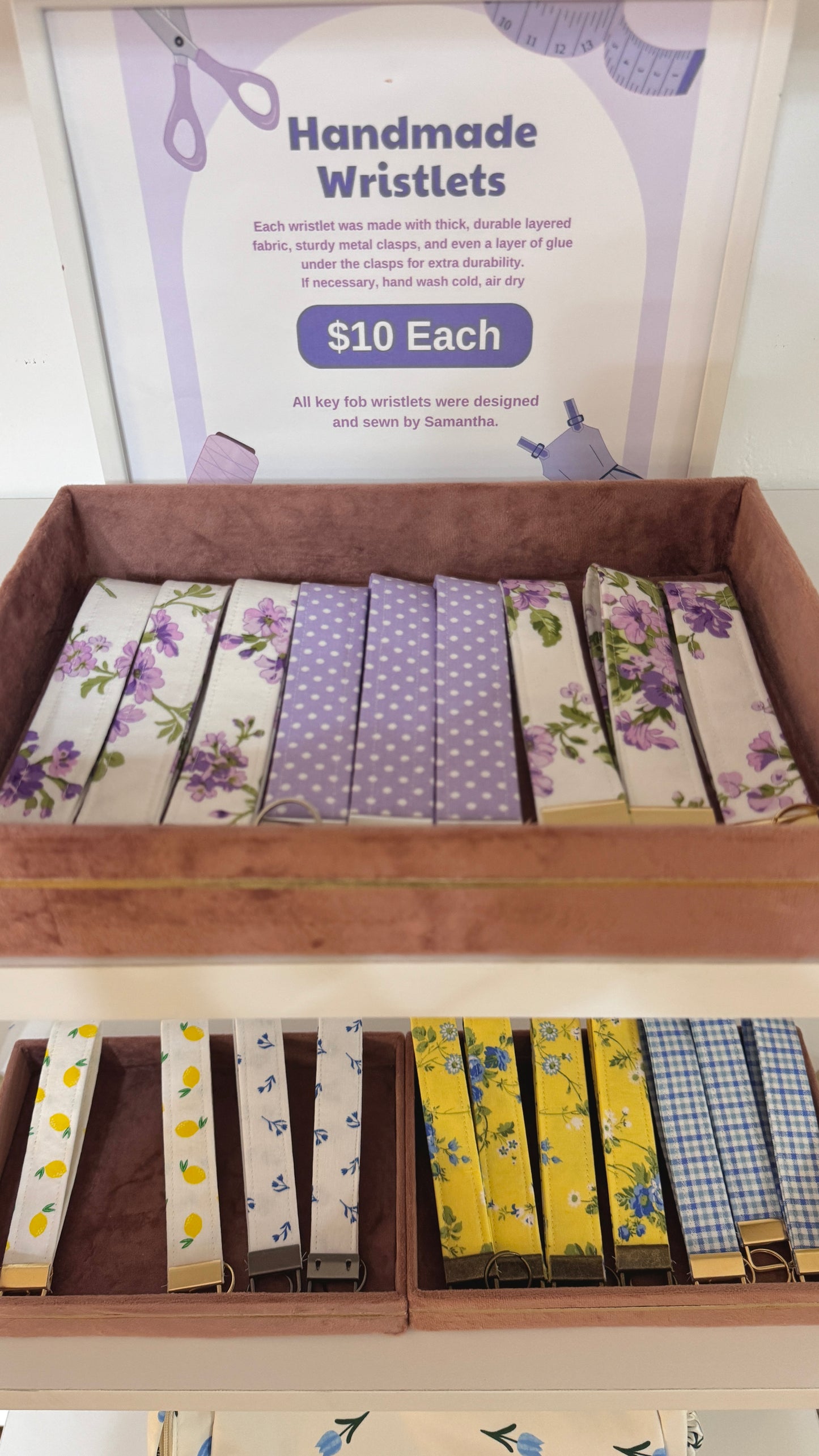 Ditsy Floral Wristlet Steel Clasp- Handmade