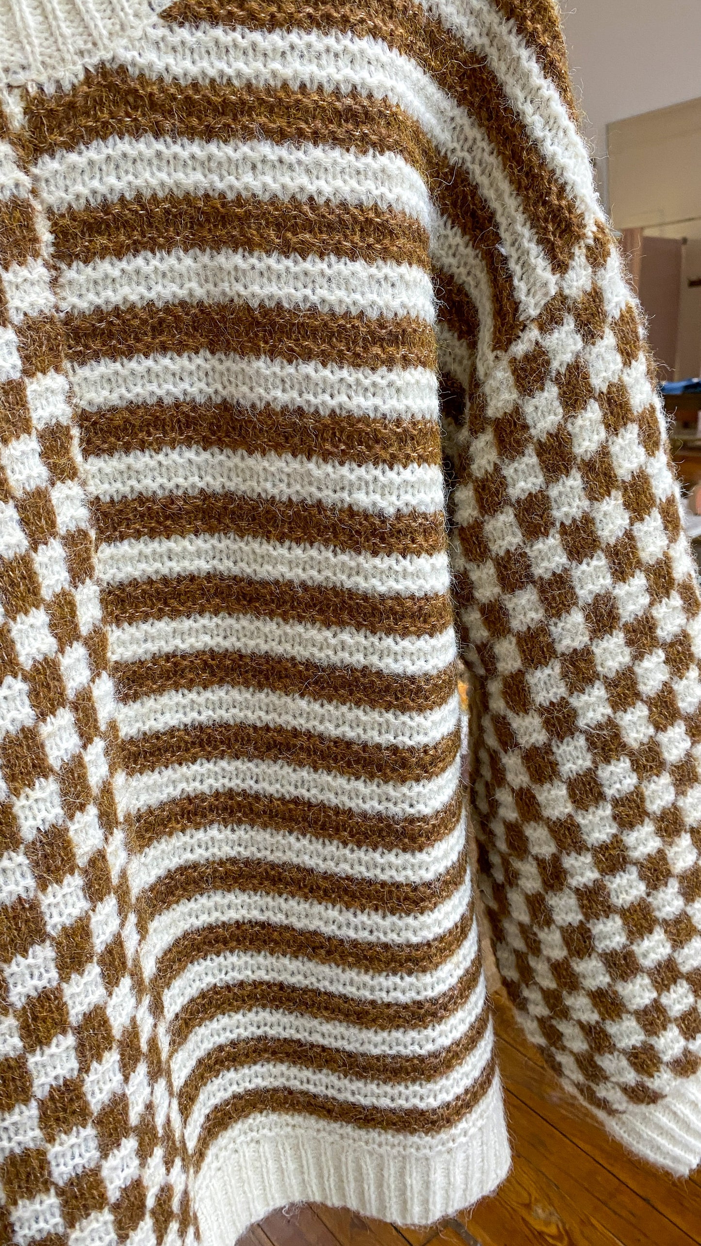 Brown Checkered Sweater