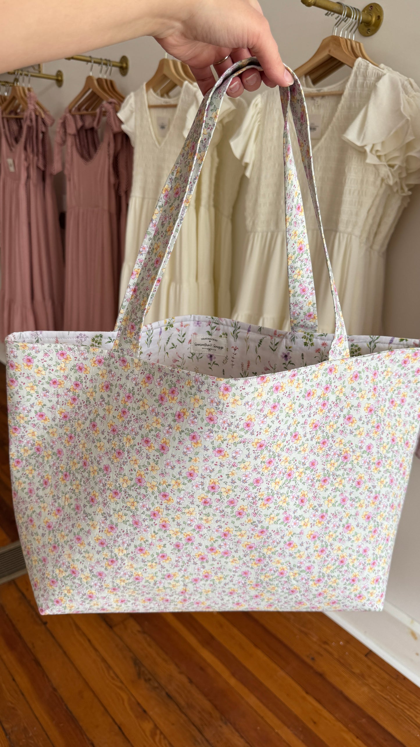 Handmade By Samantha XL Tote Bag: Wildflower Lining