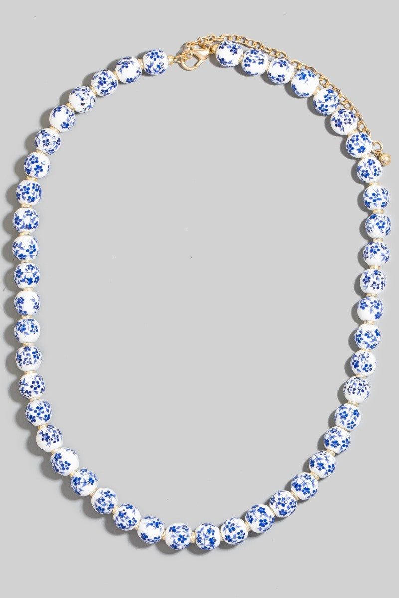 Floral Ceramic Beaded Necklace