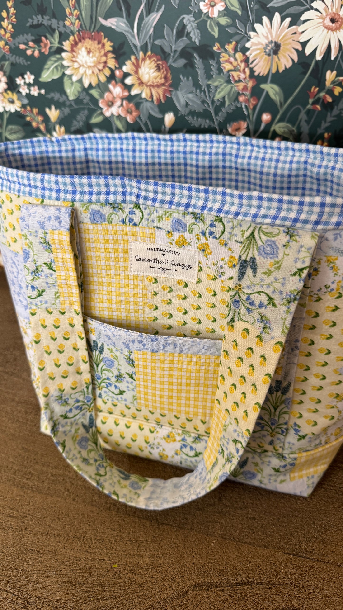 Handmade Medium Bag By Samantha: Yellow Patchwork
