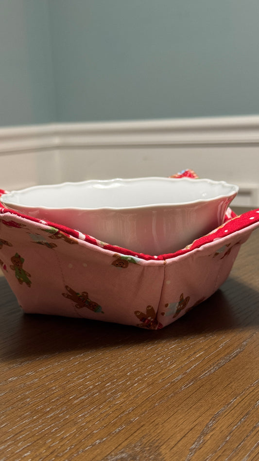 Handmade Bowl Koozie- Gingerbread Christmas
