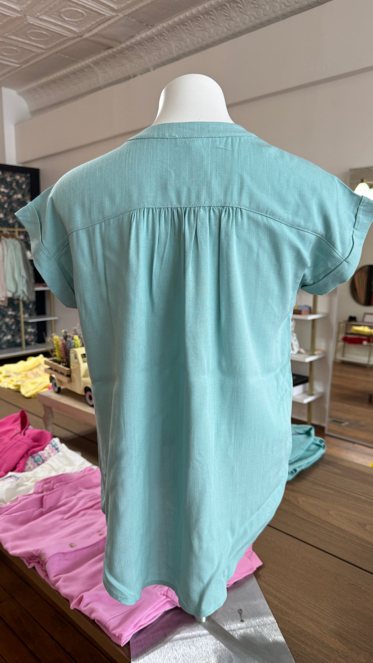Button Up Top-Jade