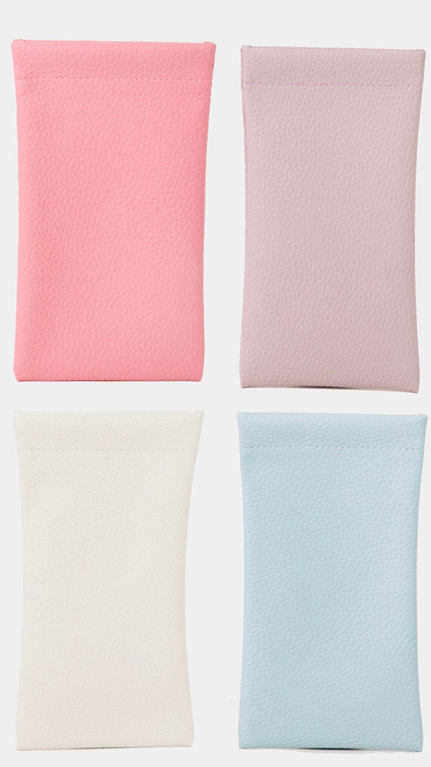 Faux Leather Sunglasses Pouch: Ivory