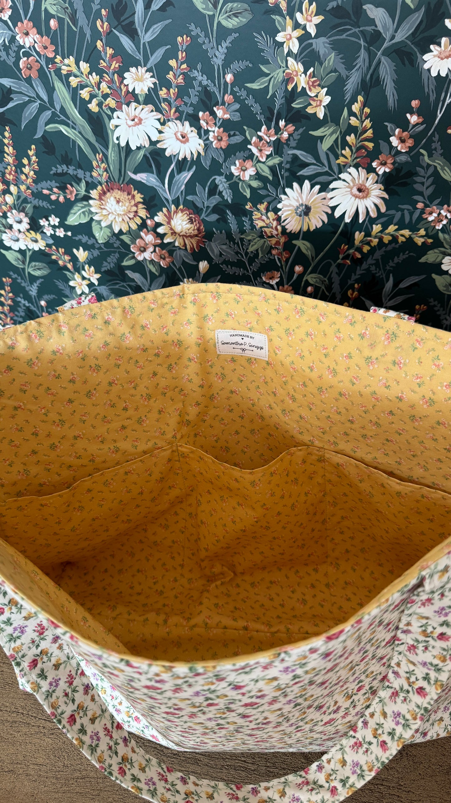 Handmade By Samantha XL Tote Bag: Vintage Floral