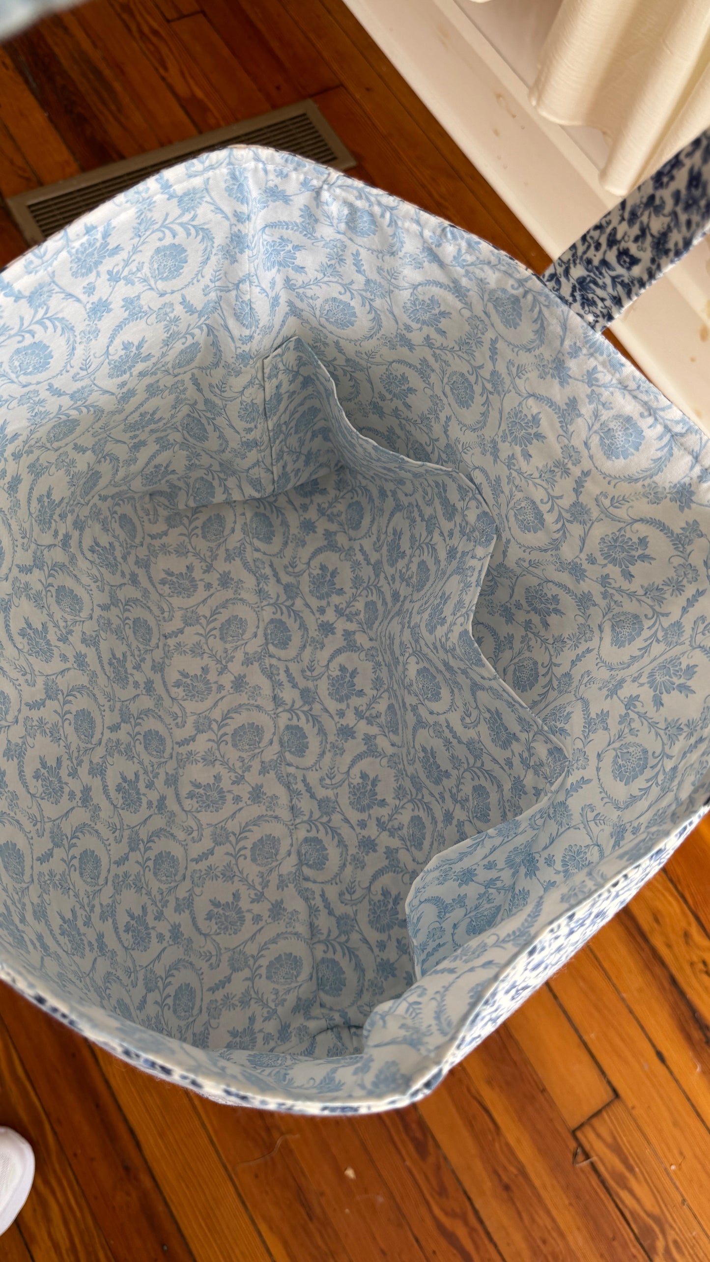 Handmade By Samantha XL Tote Bag: Navy Blue Floral