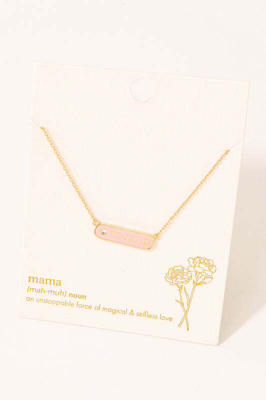 mama Round Bar Pink Necklace