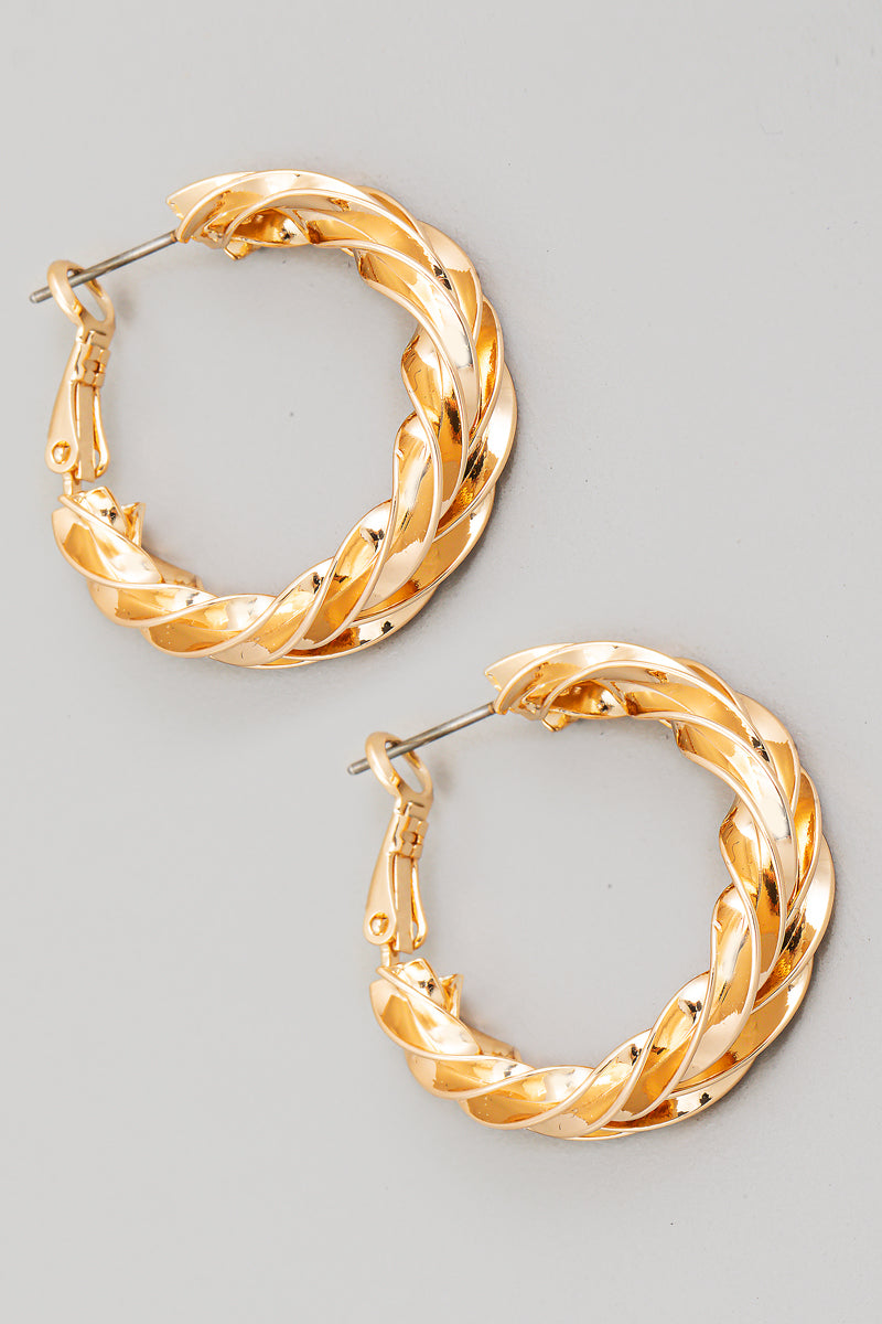 Braided Brass Hoops: Gold