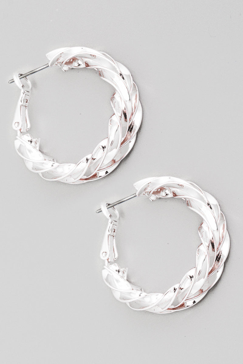 Braided Brass Hoops: Silver