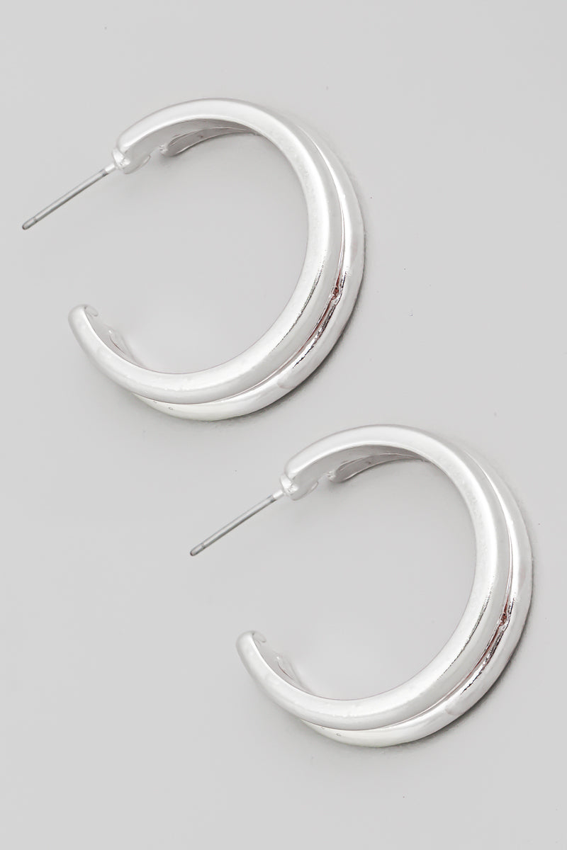 Double Layer Hoops: Silver