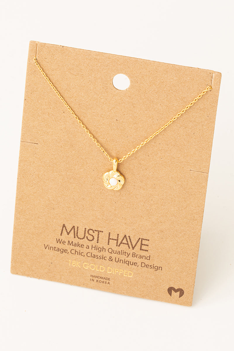 Dainty Opal Flower Pendant Necklace: Gold