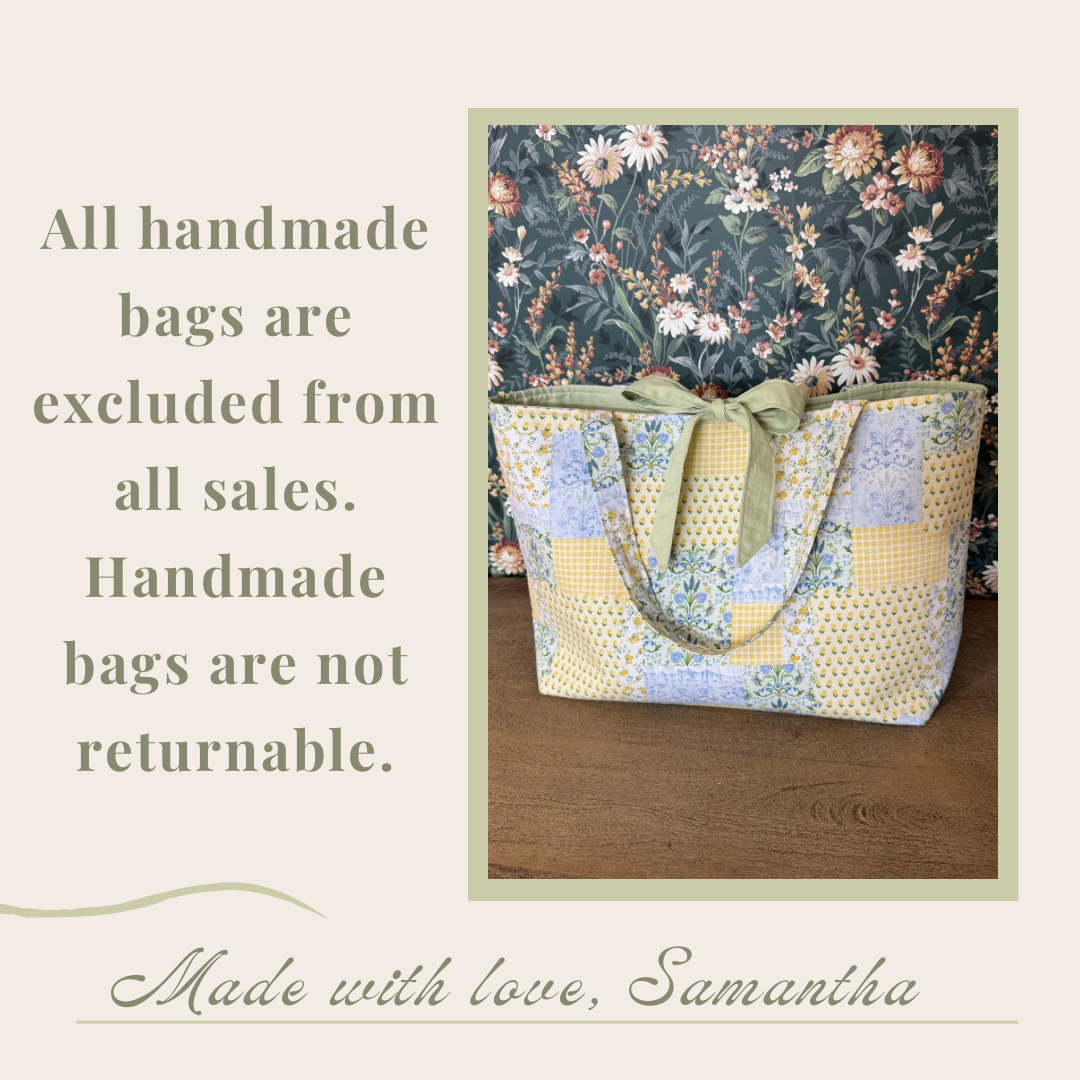 Handmade By Samantha XL Tote Bag: Yellow & Blue Floral