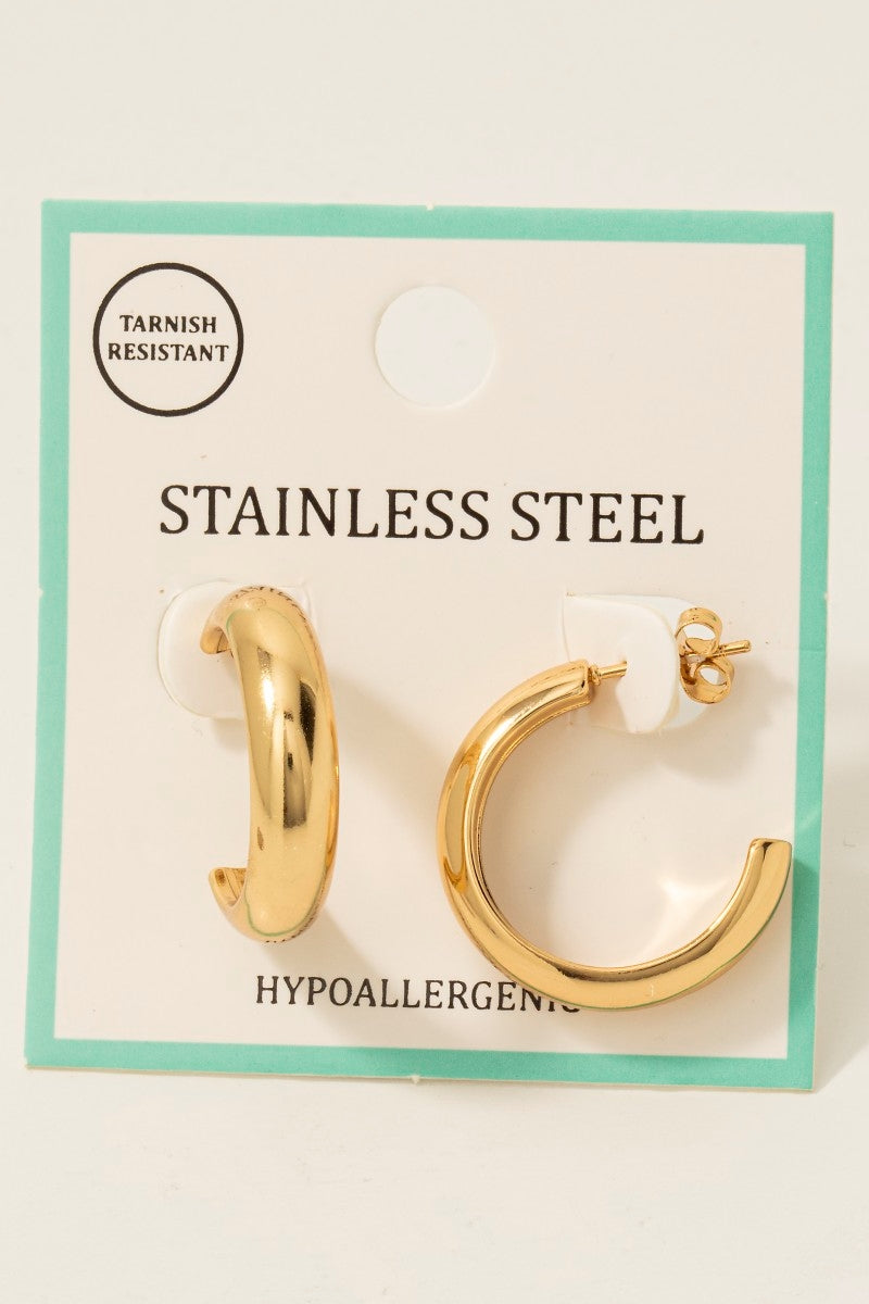 Stainless Steel Hoops: Gold