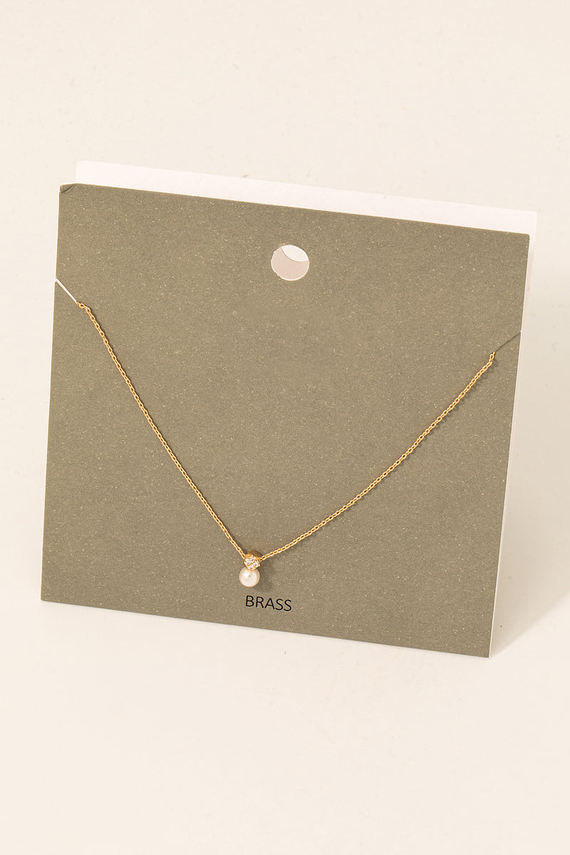 Pearl and Rhinestone Necklace-Gold