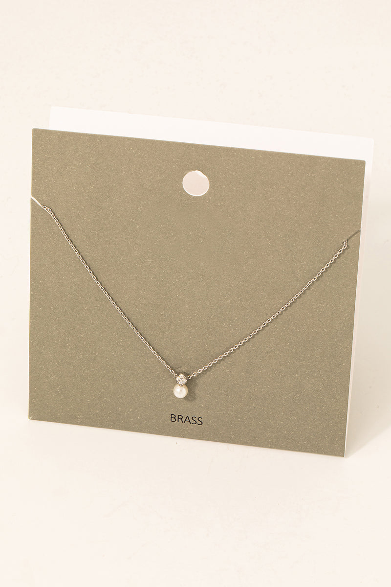 Pearl and Rhinestone Necklace-Silver