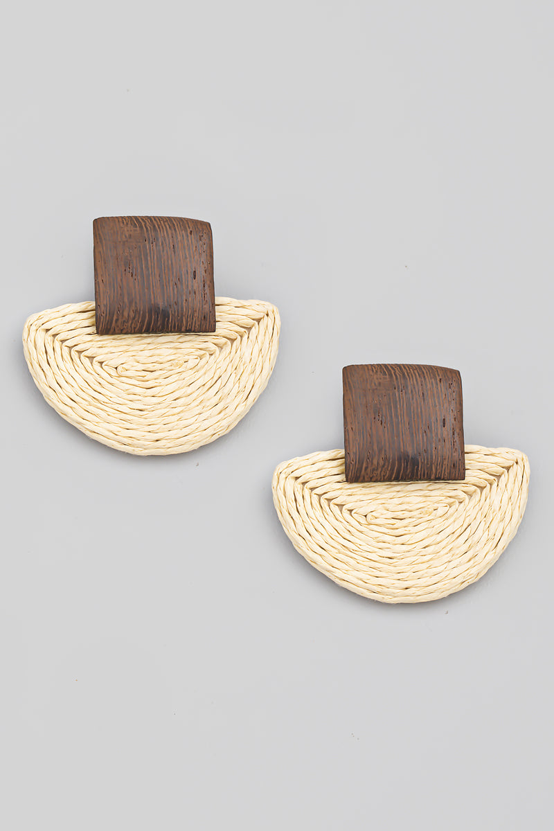 Woven Wood Block Earrings