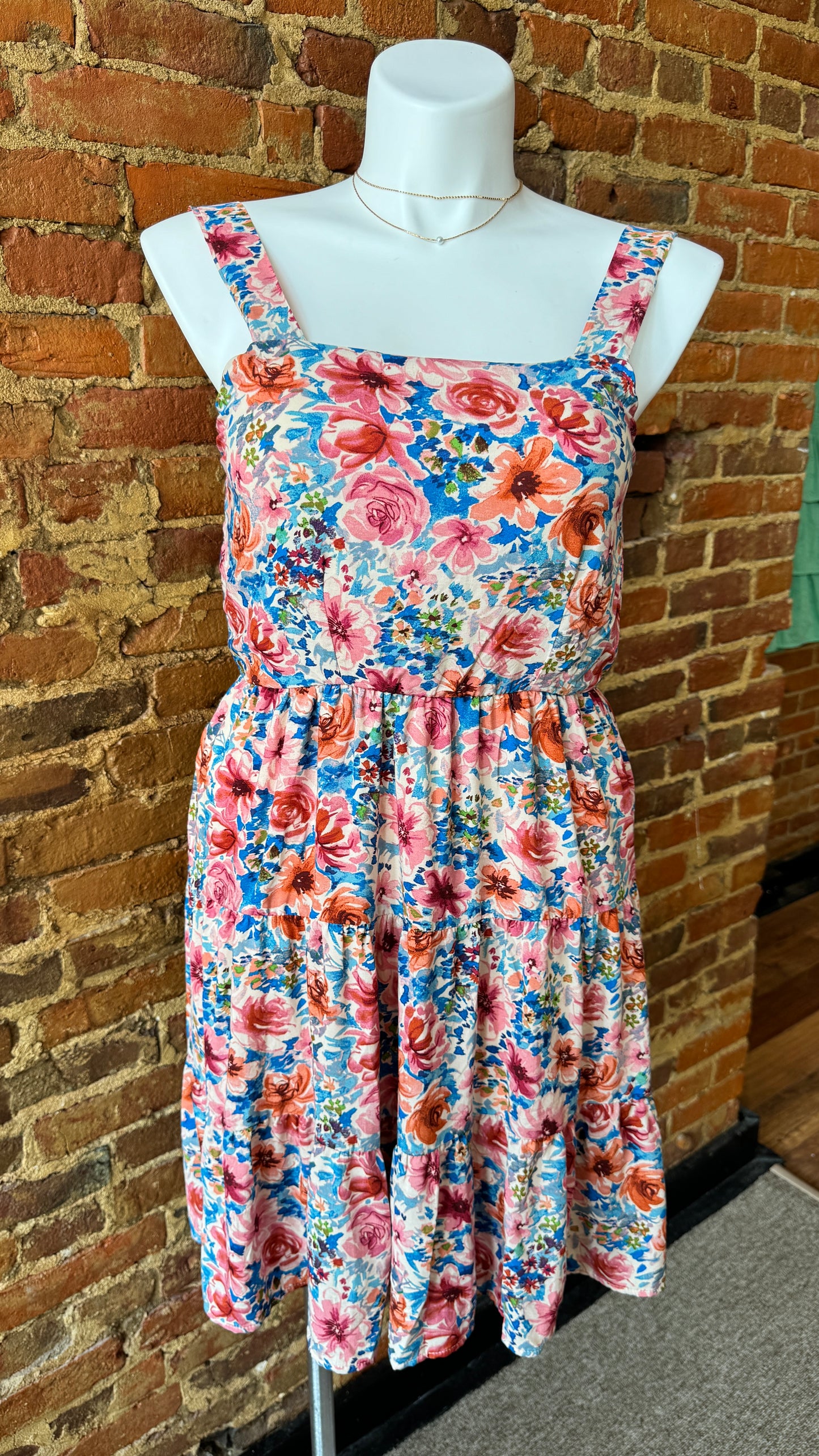 Square Neck Floral Dress