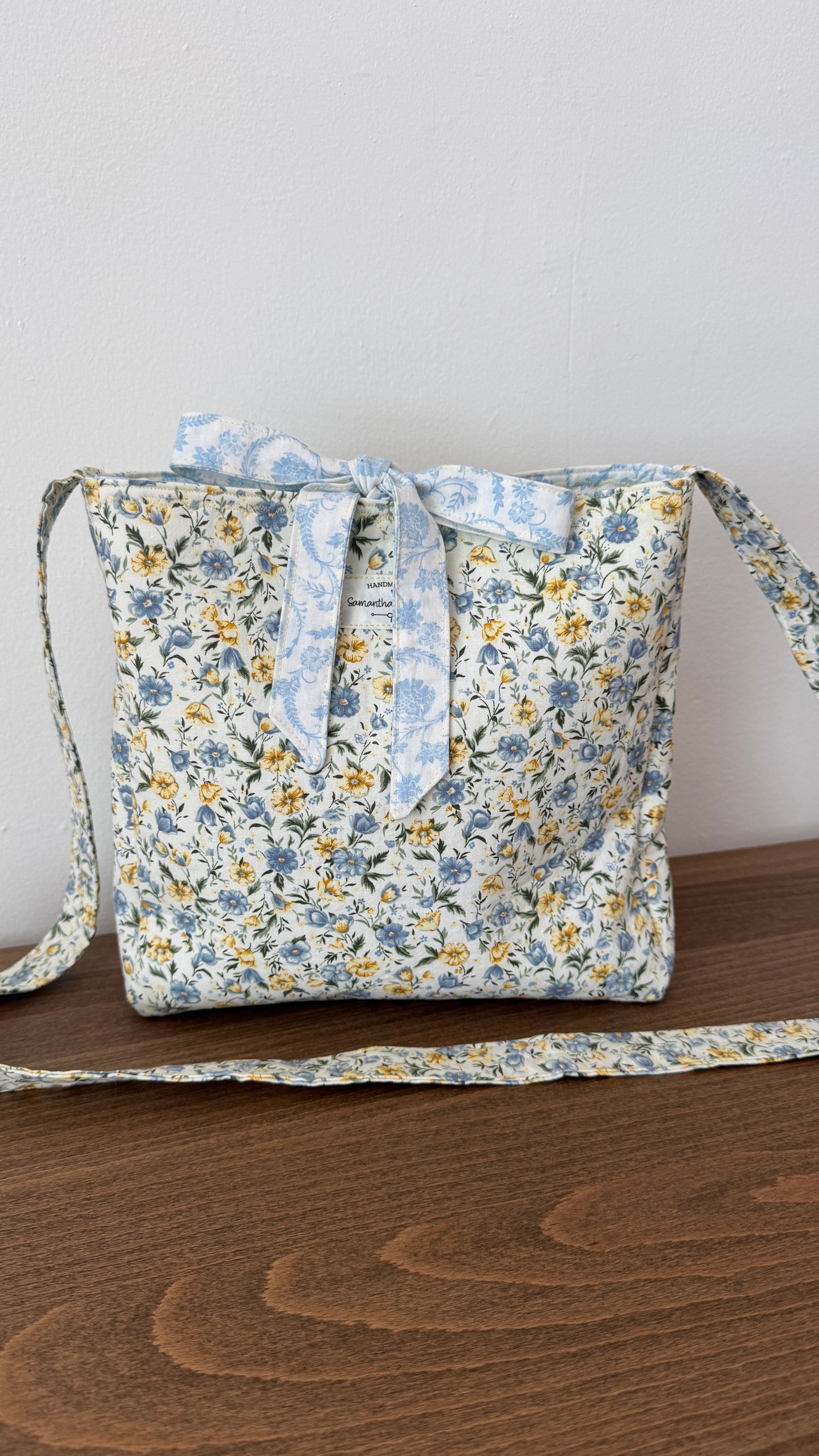 Handmade By Samantha Crossbody: Yellow & Blue Floral