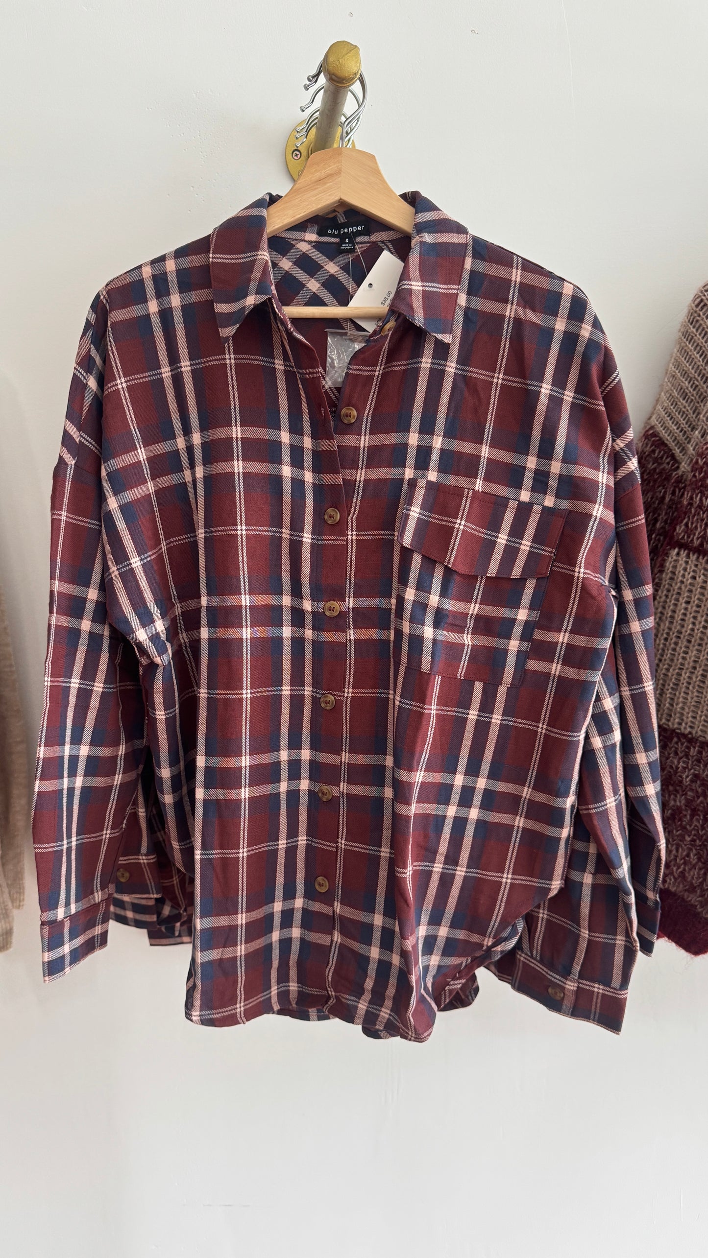 Plaid Button Down: Burgundy