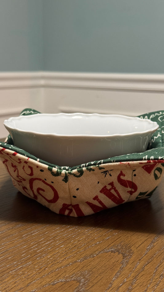 Handmade Bowl Koozie- Traditional Christmas