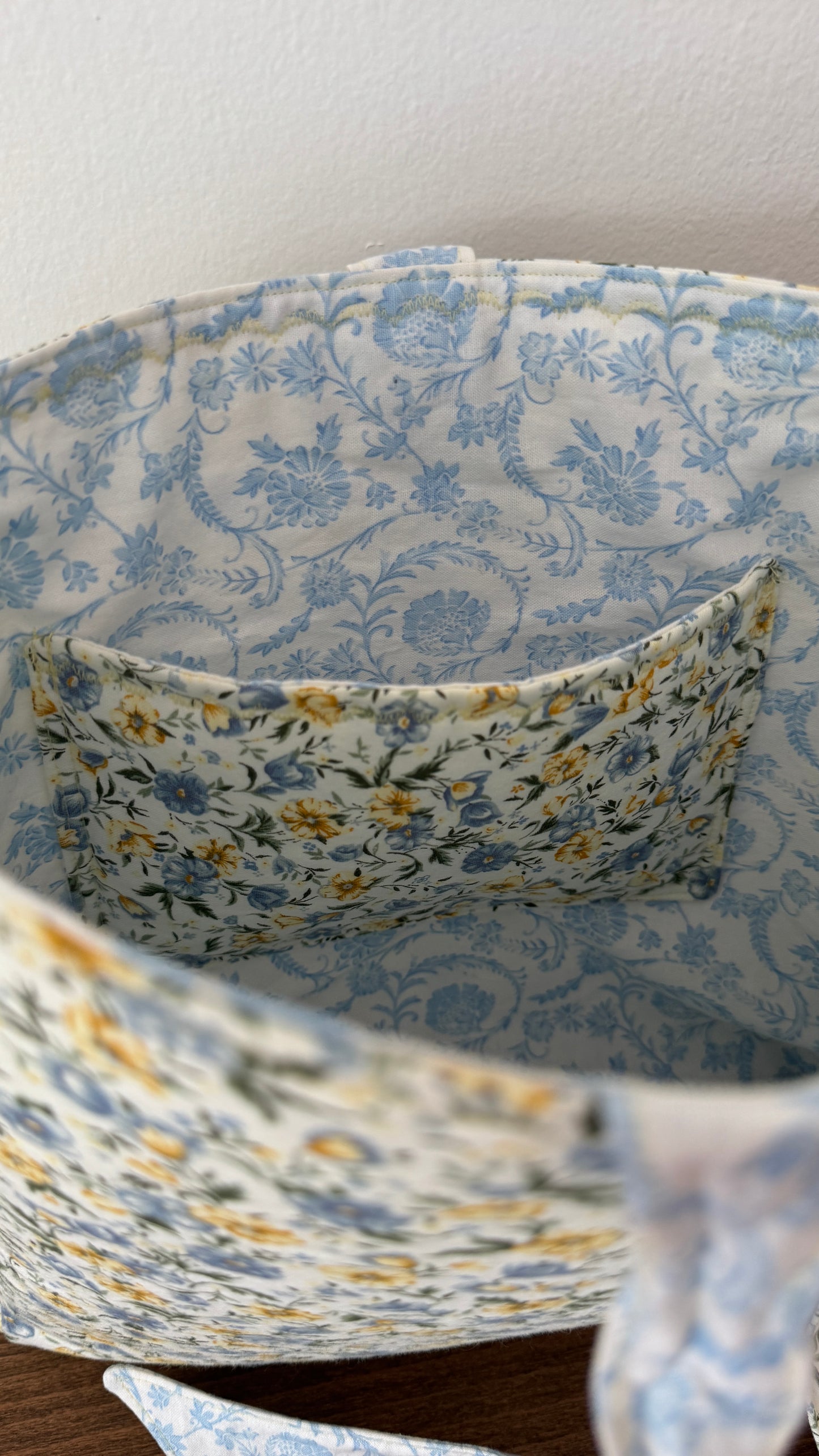 Handmade By Samantha Crossbody: Yellow & Blue Floral