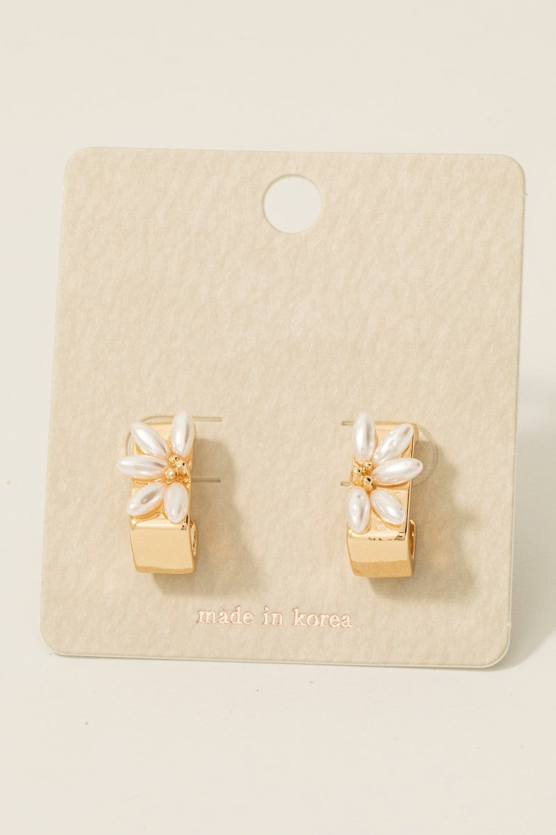 Beaded Half Floral Earrings