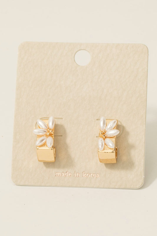 Beaded Half Floral Earrings