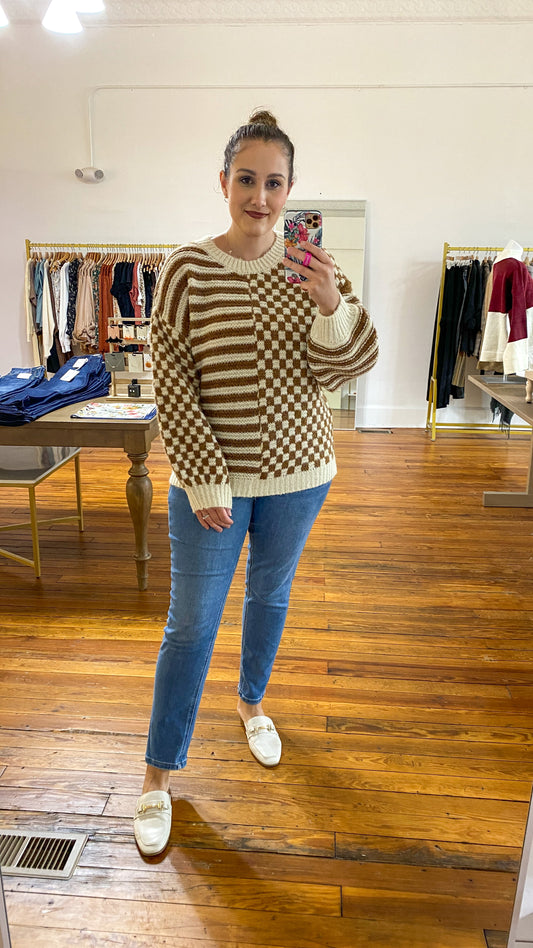 Brown Checkered Sweater