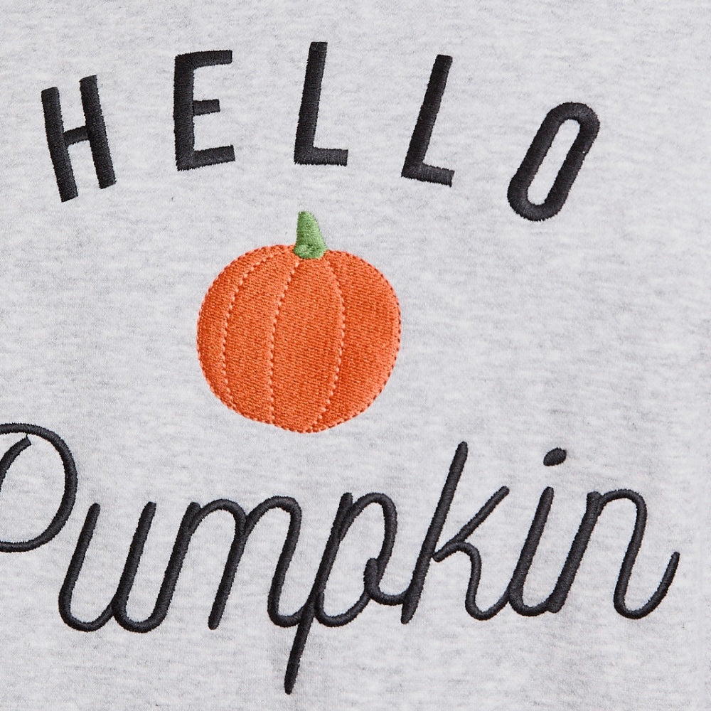 "Hello Pumpkin" Embroidered Crewneck Sweatshirt