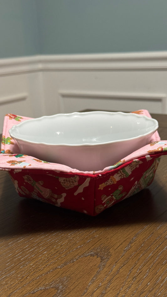 Handmade Bowl Koozie- Gingerbread Christmas