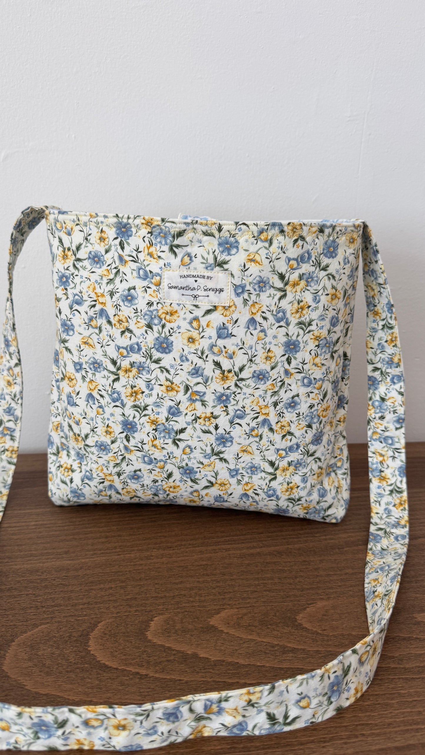 Handmade By Samantha Crossbody: Yellow & Blue Floral