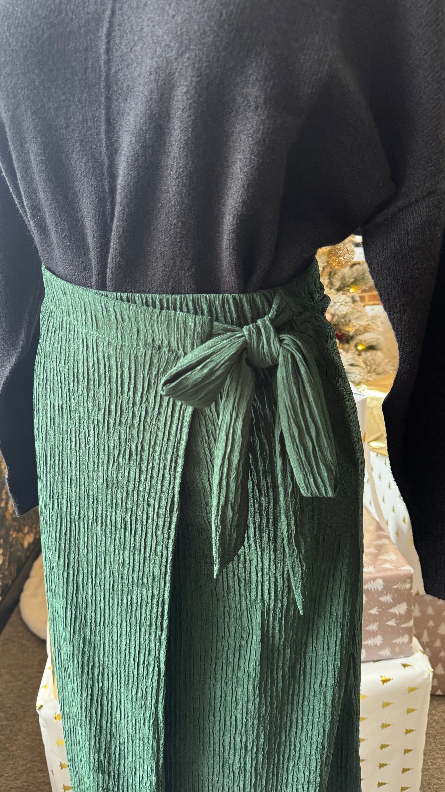 Hunter Green Wrap Midi Skirt