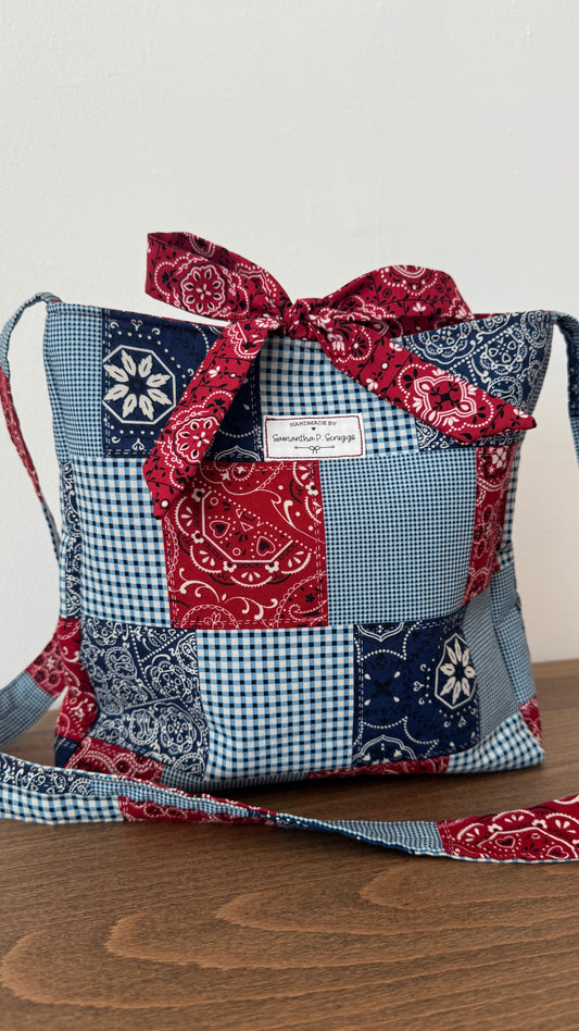 Handmade By Samantha Crossbody: Patriotic Patchwork (A)