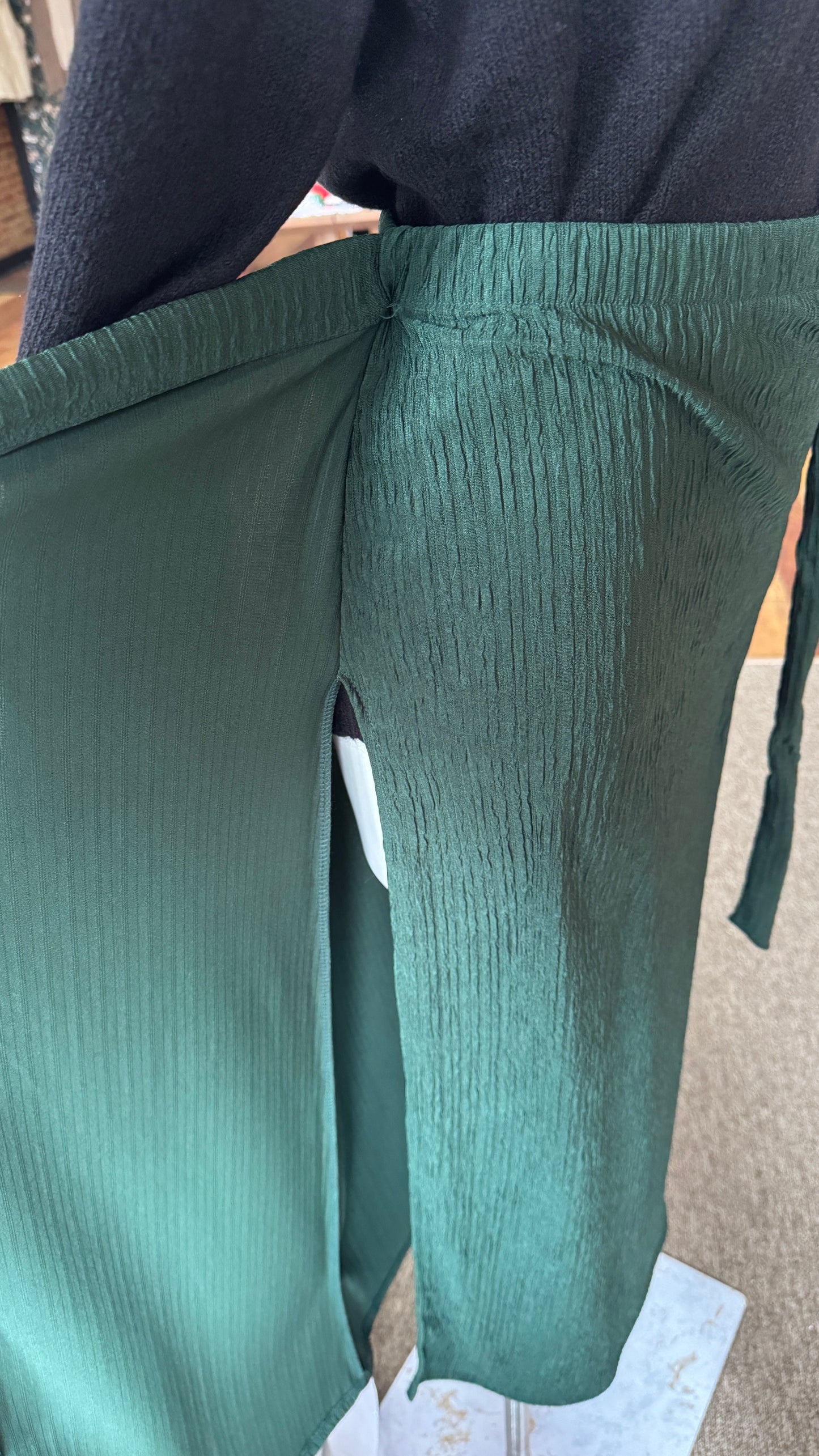 Hunter Green Wrap Midi Skirt