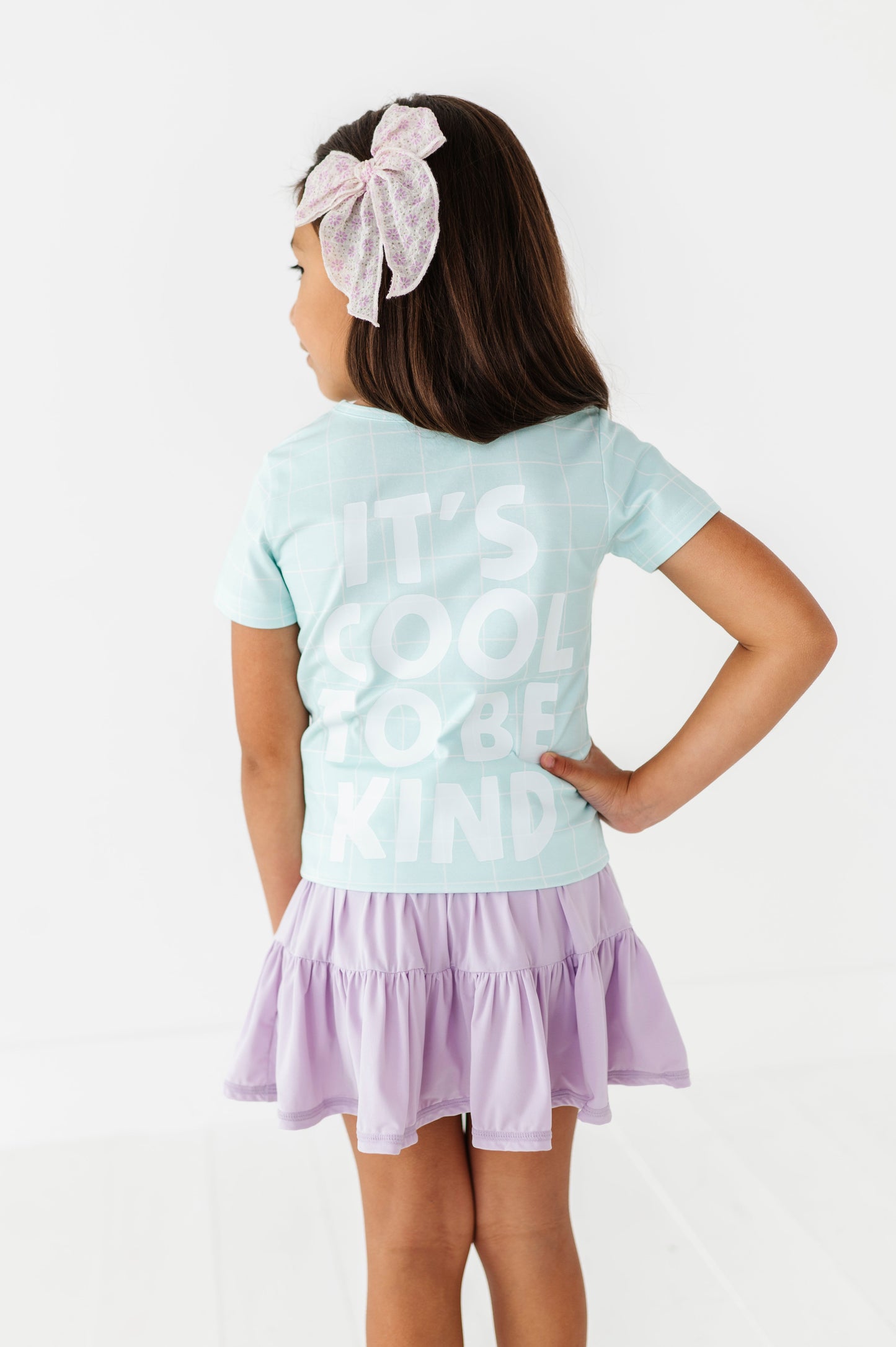 Purple Pocket Backpack Gridded Mint Tee